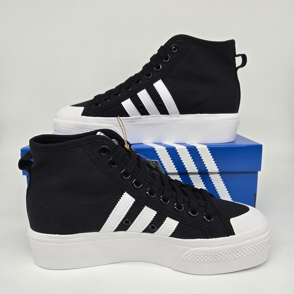 adidas Nizza Platform Mid — Core Black / Cloud White Women's Shoes Size 8.5 New - Picture 6 of 8